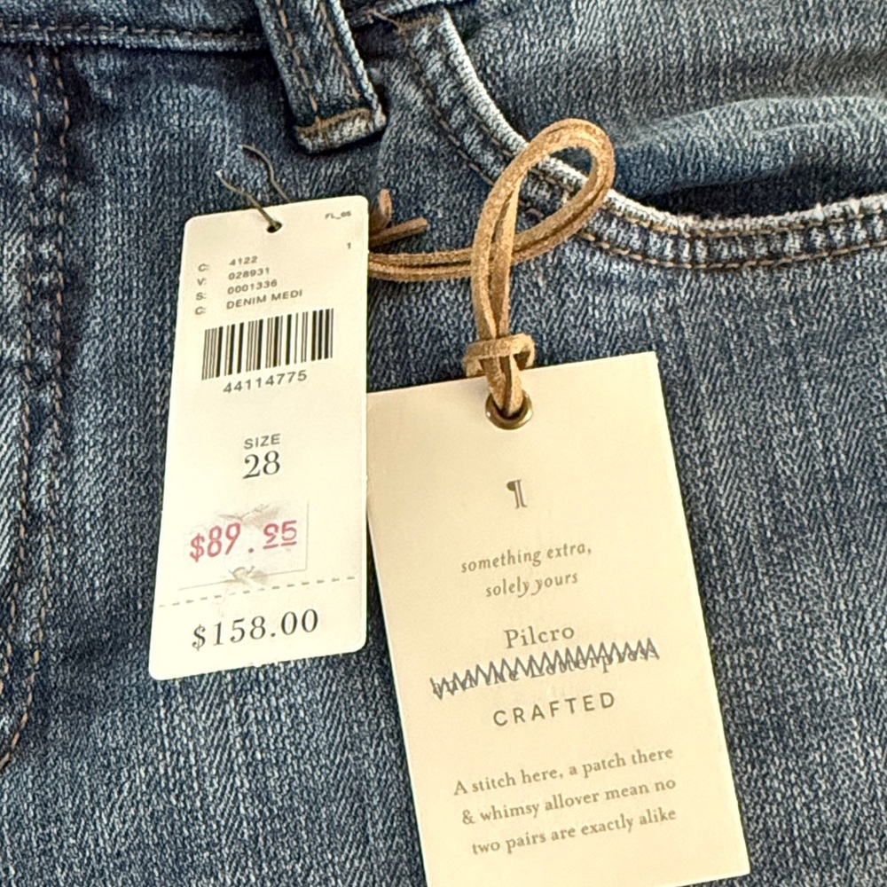 Floral Embroidered Blue Jeans by Pilcro size 28 - Picture 2 of 7